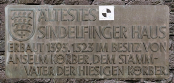 Tafel Haus Körber Hintere Gasse 1