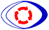 Ellipse blau, Pfeilring rot
